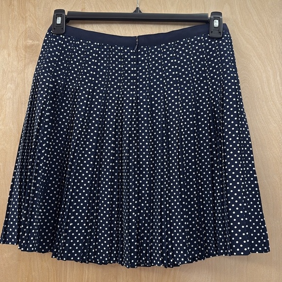 J Crew Navy Polka Dot Pleated Skirt - Picture 2 of 10